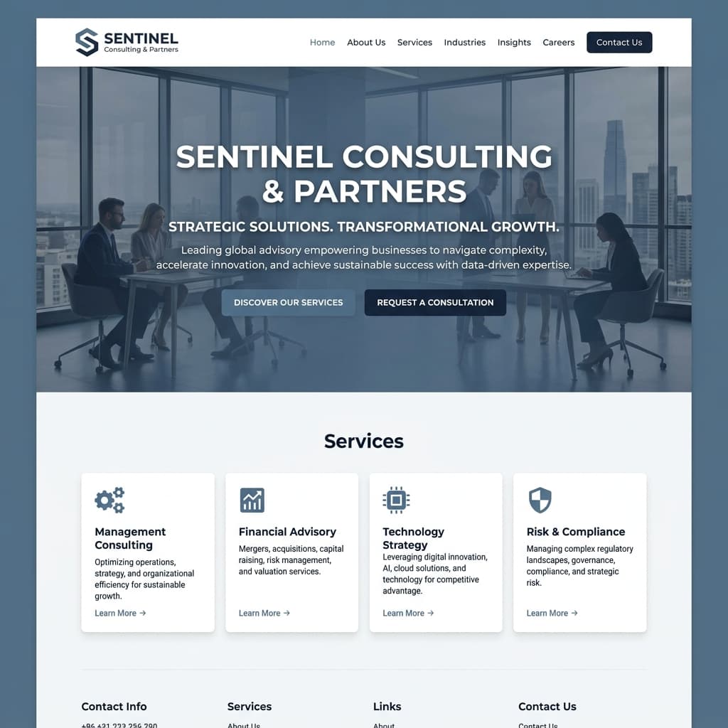 Sentinel Consulting website mockup preview