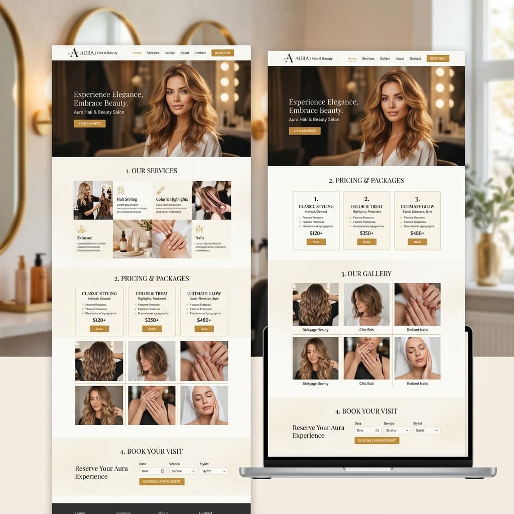 Aura Hair & Beauty Salon website preview